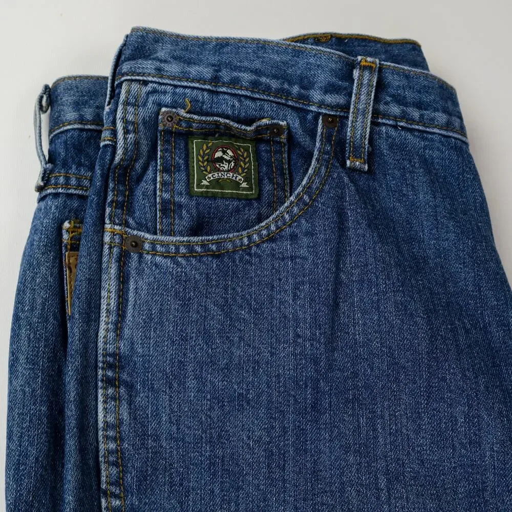 Cinch Men's Western Jeans 36x34 Blue Denim Straight Leg Cowboy